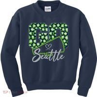 Cute Go Seattle Leopard Print Cheer Megaphone Football Fan Kids Sweatshirt thumb 0