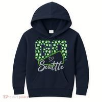 Cute Go Seattle Leopard Print Cheer Megaphone Football Fan Kids Hoodie thumb 0