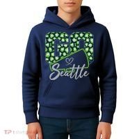 Cute Go Seattle Leopard Print Cheer Megaphone Football Fan Kids Hoodie thumb 4