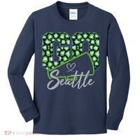 Cute Go Seattle Leopard Print Cheer Megaphone Football Fan Kids Long Sleeve Shirt thumb 0