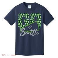 Cute Go Seattle Leopard Print Cheer Megaphone Football Fan Kids T-Shirt thumb 0