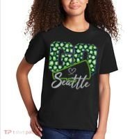 Cute Go Seattle Leopard Print Cheer Megaphone Football Fan Kids T-Shirt thumb 2