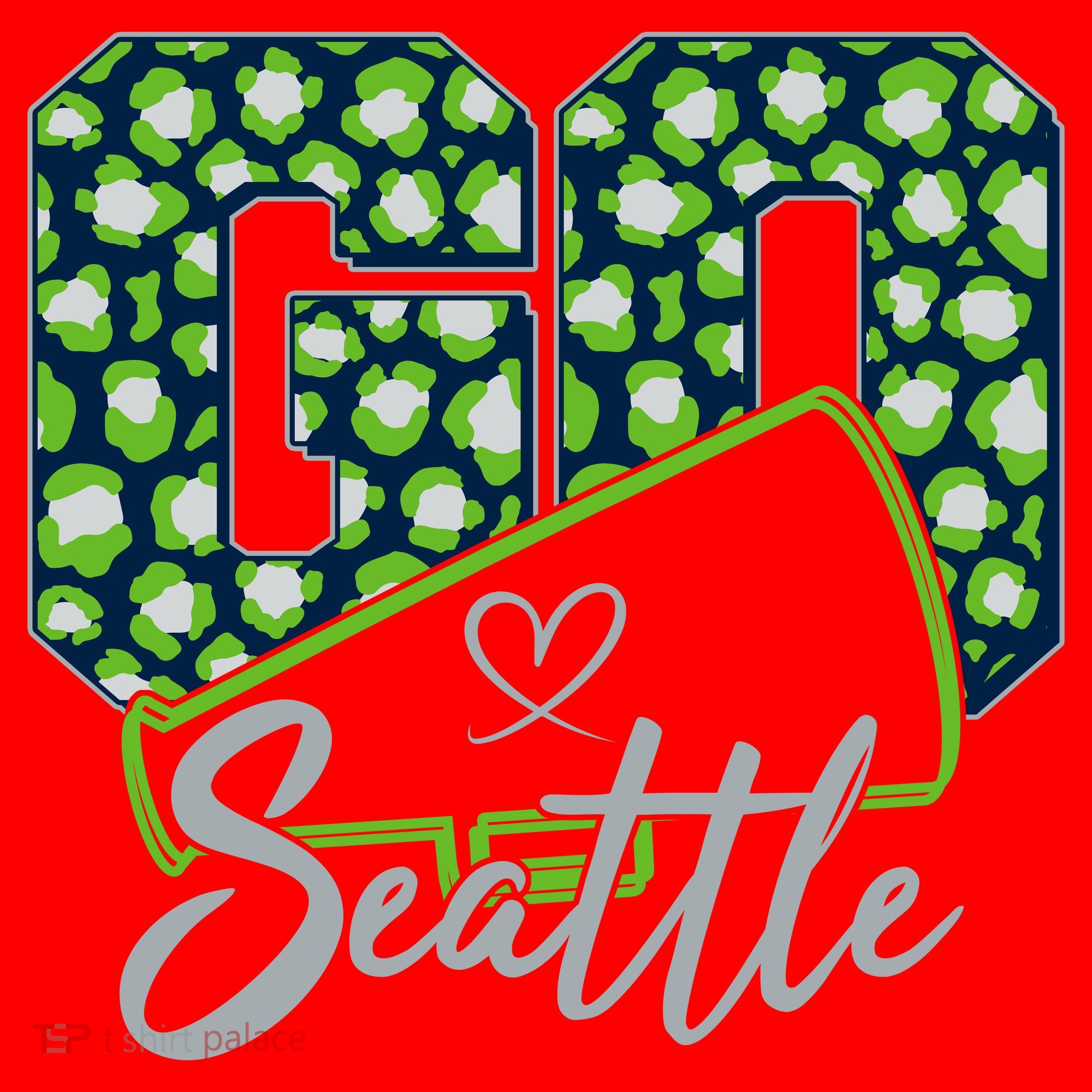 Cute Go Seattle Leopard Print Cheer Megaphone Football Fan Santa Hat