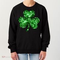 Cute Glittery St Patrick's Day Shamrock Women's Sweatshirt thumb 0