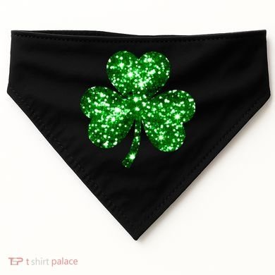 Cute Glittery St Patrick's Day Shamrock USA-Made Doggie Bandana