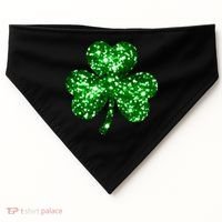 Cute Glittery St Patrick's Day Shamrock USA-Made Doggie Bandana thumb 0