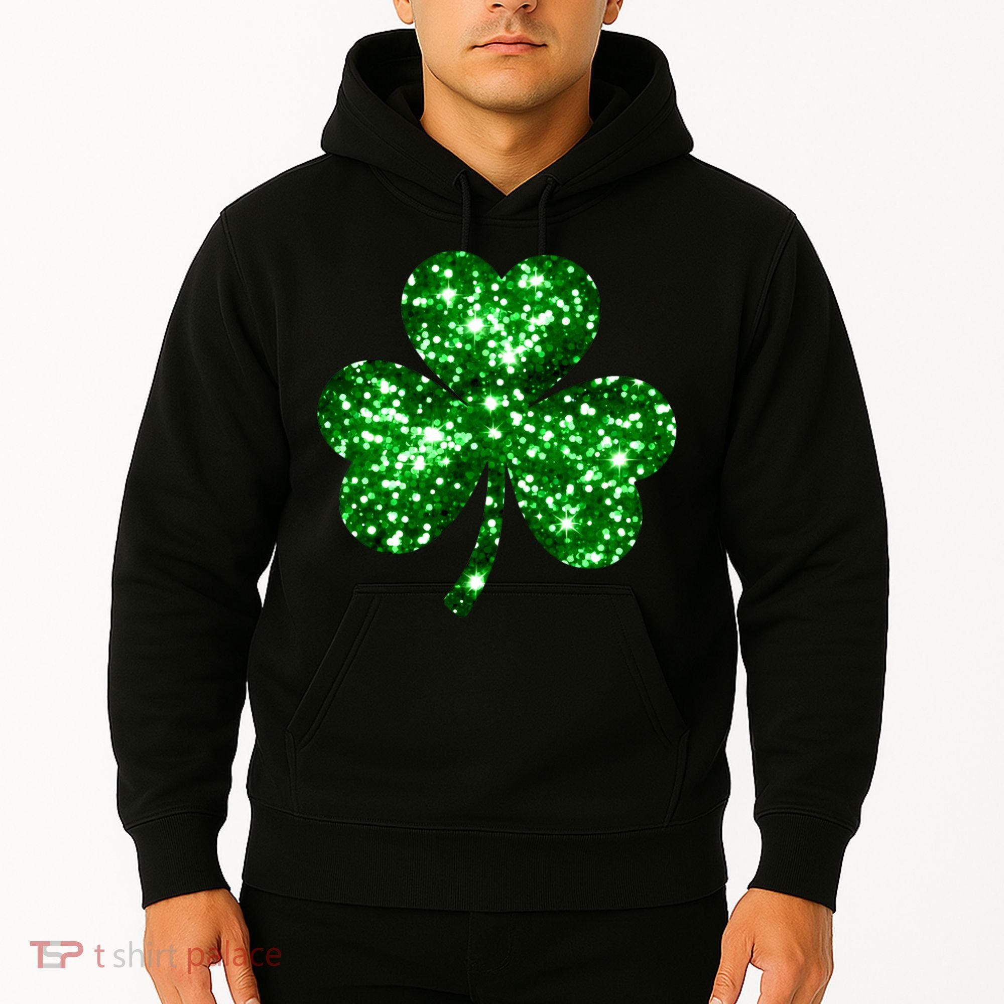 Cute Glittery St Patrick's Day Shamrock Hoodie