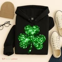 Cute Glittery St Patrick's Day Shamrock Hoodie thumb 4