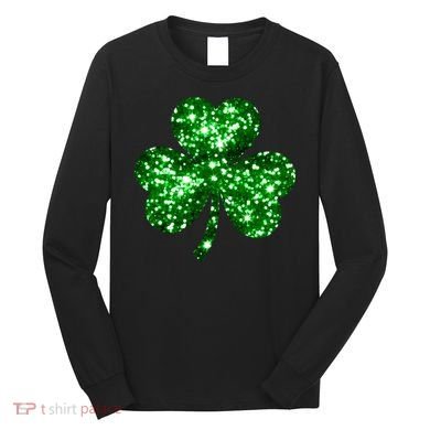 Cute Glittery St Patrick's Day Shamrock Long Sleeve Shirt