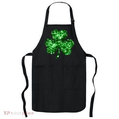 Cute Glittery St Patrick's Day Shamrock Apron