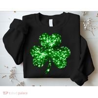Cute Glittery St Patrick's Day Shamrock Sweatshirt thumb 2