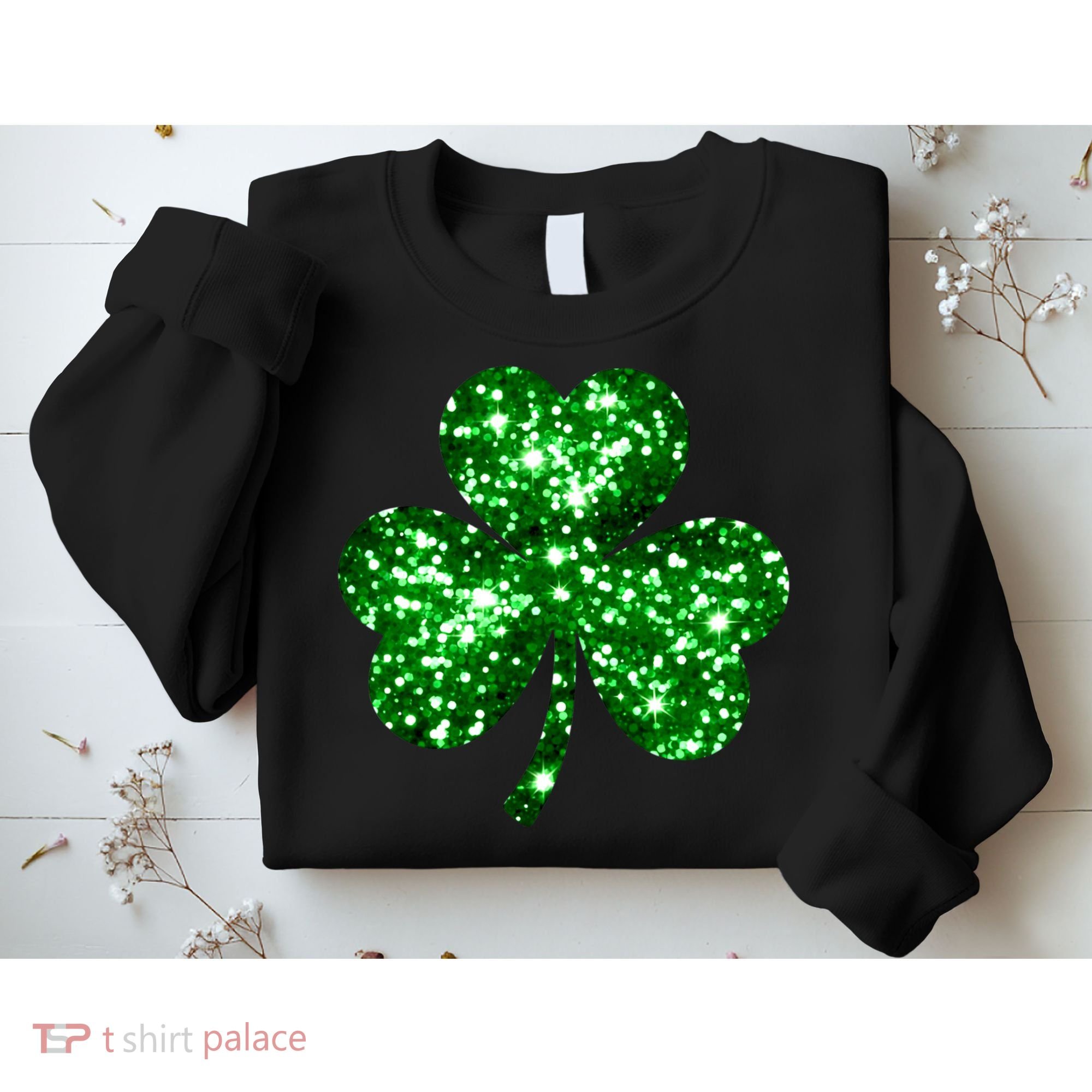 Cute Glittery St Patrick's Day Shamrock Sweatshirt