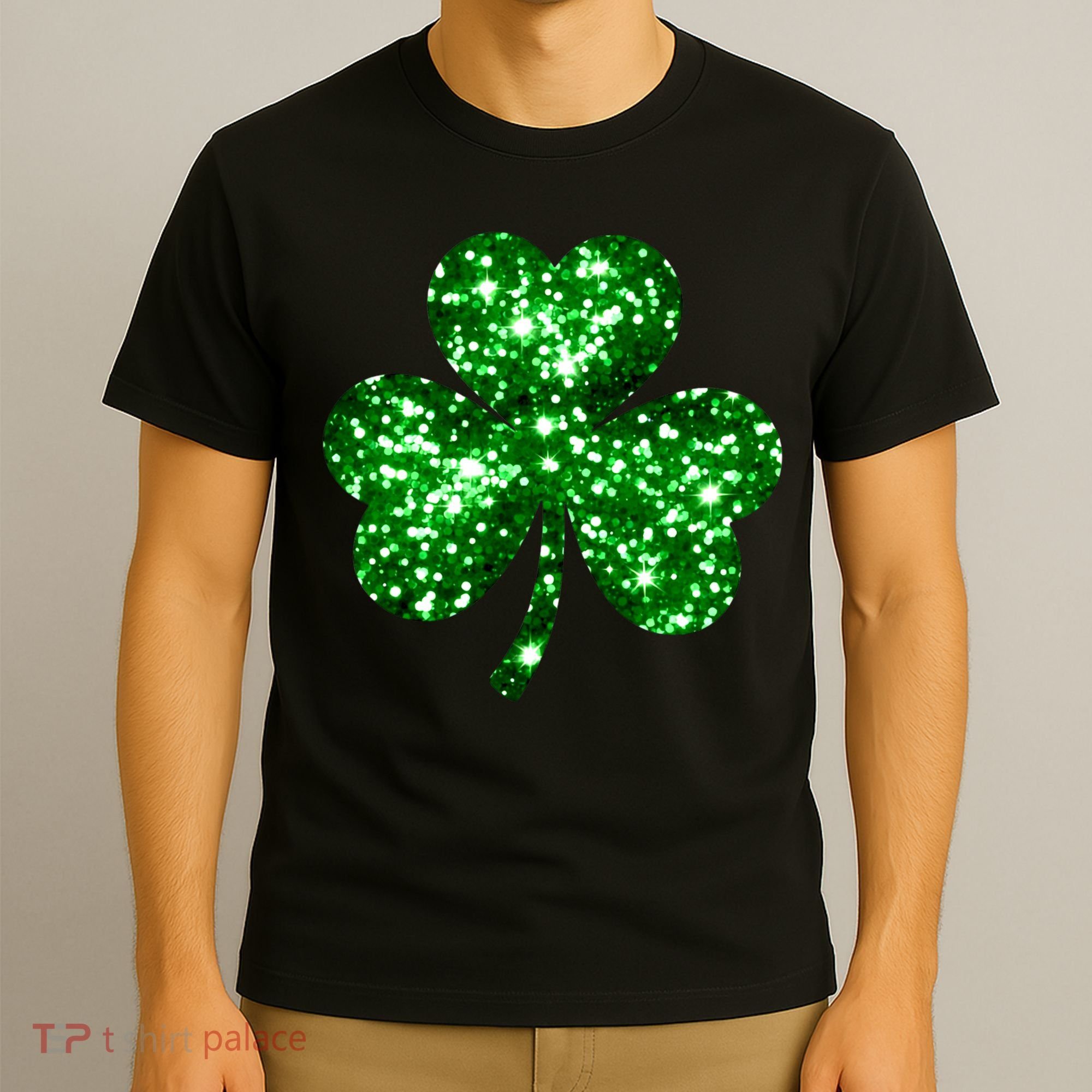 Cute Glittery St Patrick's Day Shamrock T-Shirt