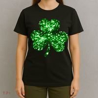 Cute Glittery St Patrick's Day Shamrock T-Shirt thumb 4