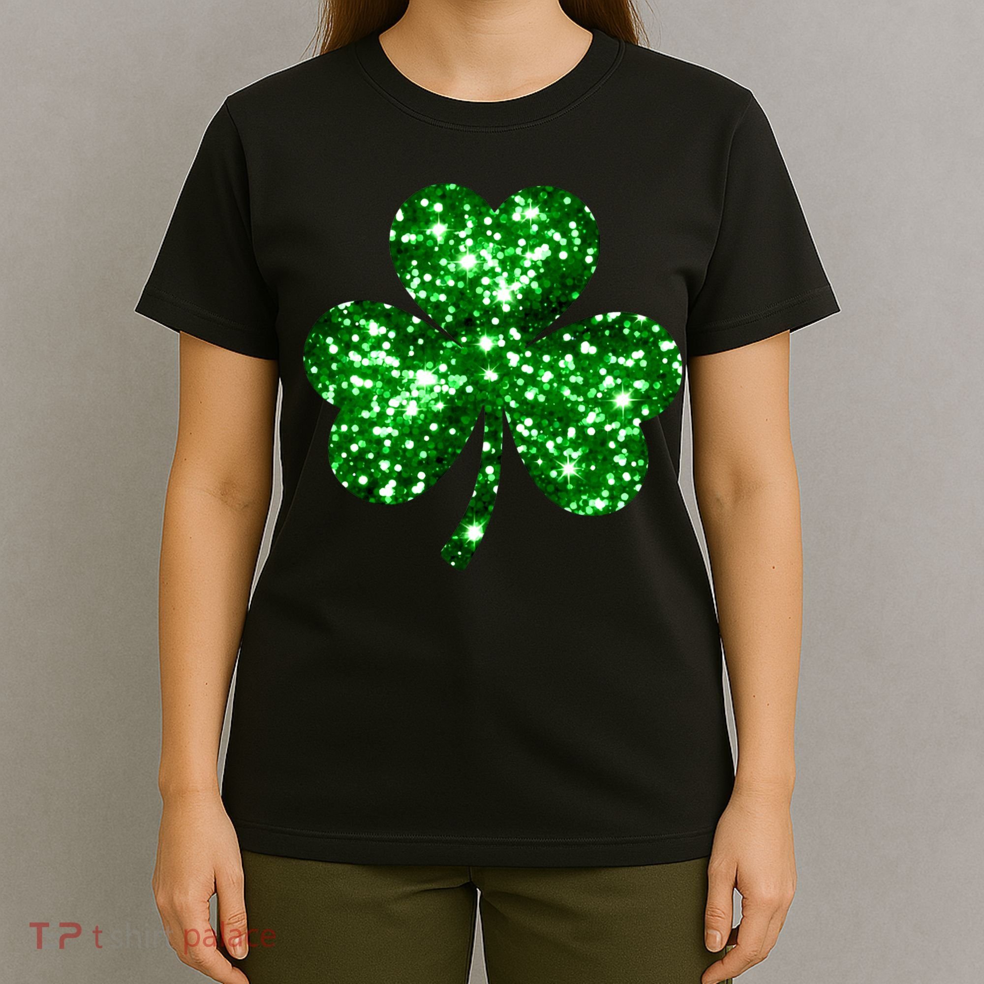 Cute Glittery St Patrick's Day Shamrock T-Shirt