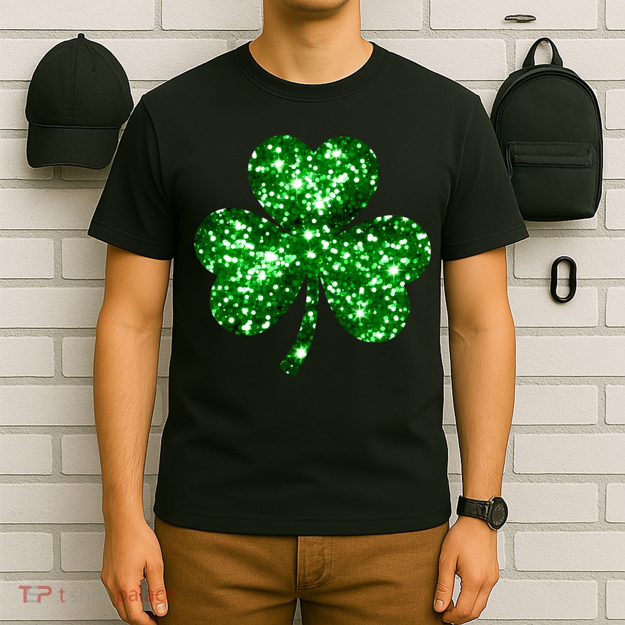 Cute Glittery St Patrick's Day Shamrock T-Shirt
