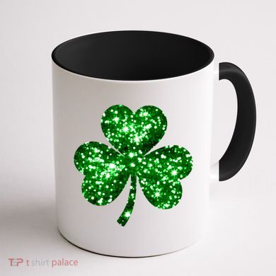 Cute Glittery St Patrick's Day Shamrock Coffee Mug back