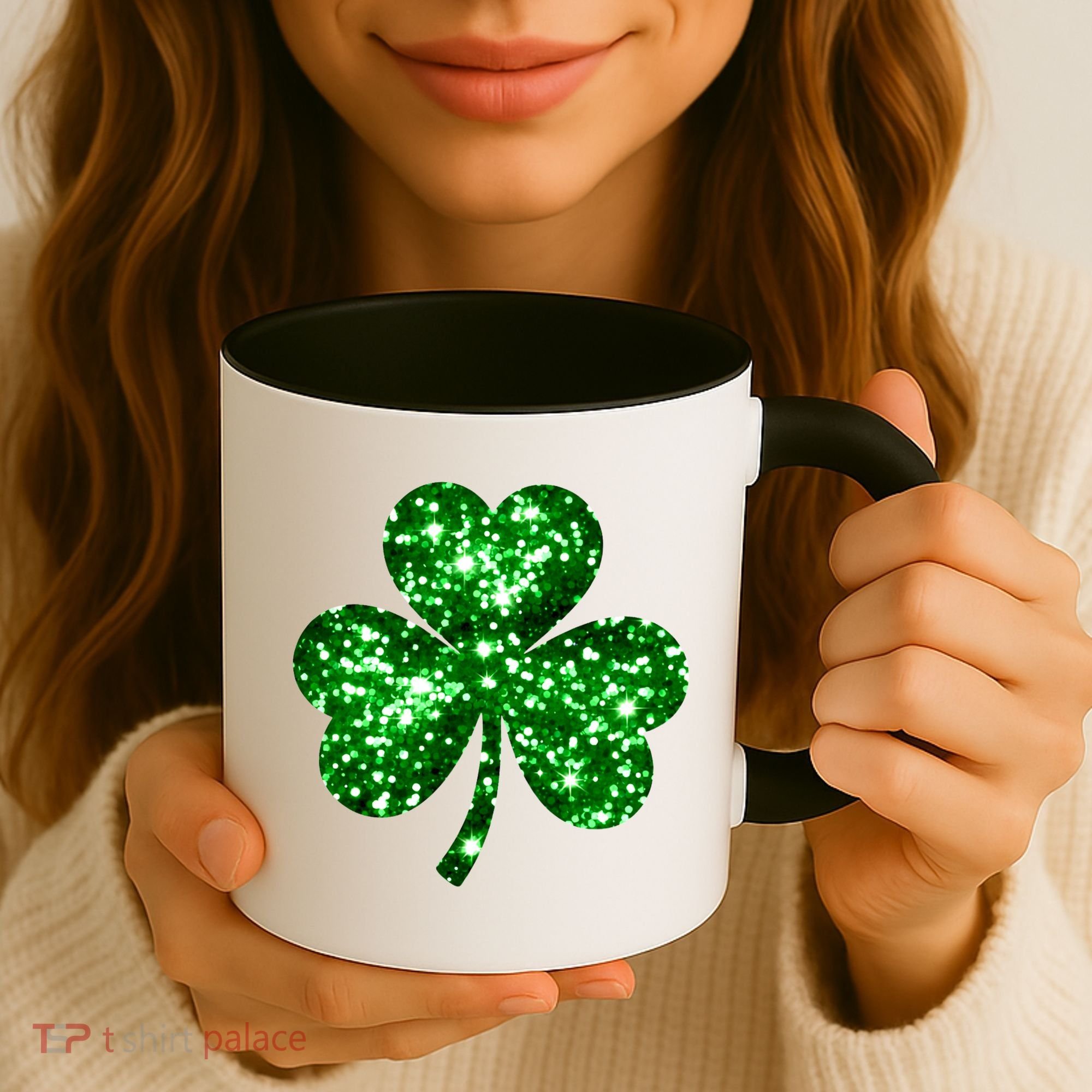 Cute Glittery St Patrick's Day Shamrock Coffee Mug