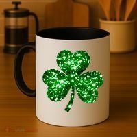 Cute Glittery St Patrick's Day Shamrock Coffee Mug thumb 4