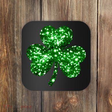 Cute Glittery St Patrick's Day Shamrock Coaster