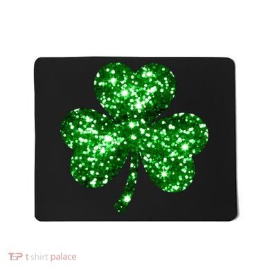 Cute Glittery St Patrick's Day Shamrock Mousepad