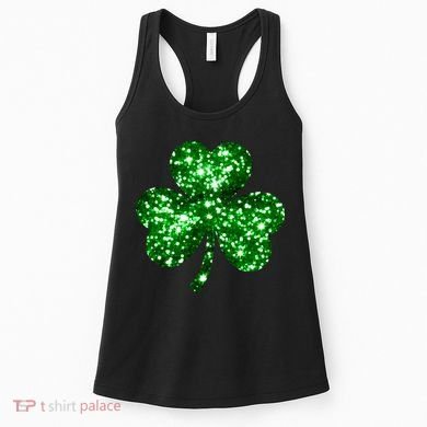 Cute Glittery St Patrick's Day Shamrock Women's Tank Top
