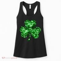 Cute Glittery St Patrick's Day Shamrock Women's Tank Top thumb 0