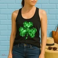 Cute Glittery St Patrick's Day Shamrock Women's Tank Top thumb 2