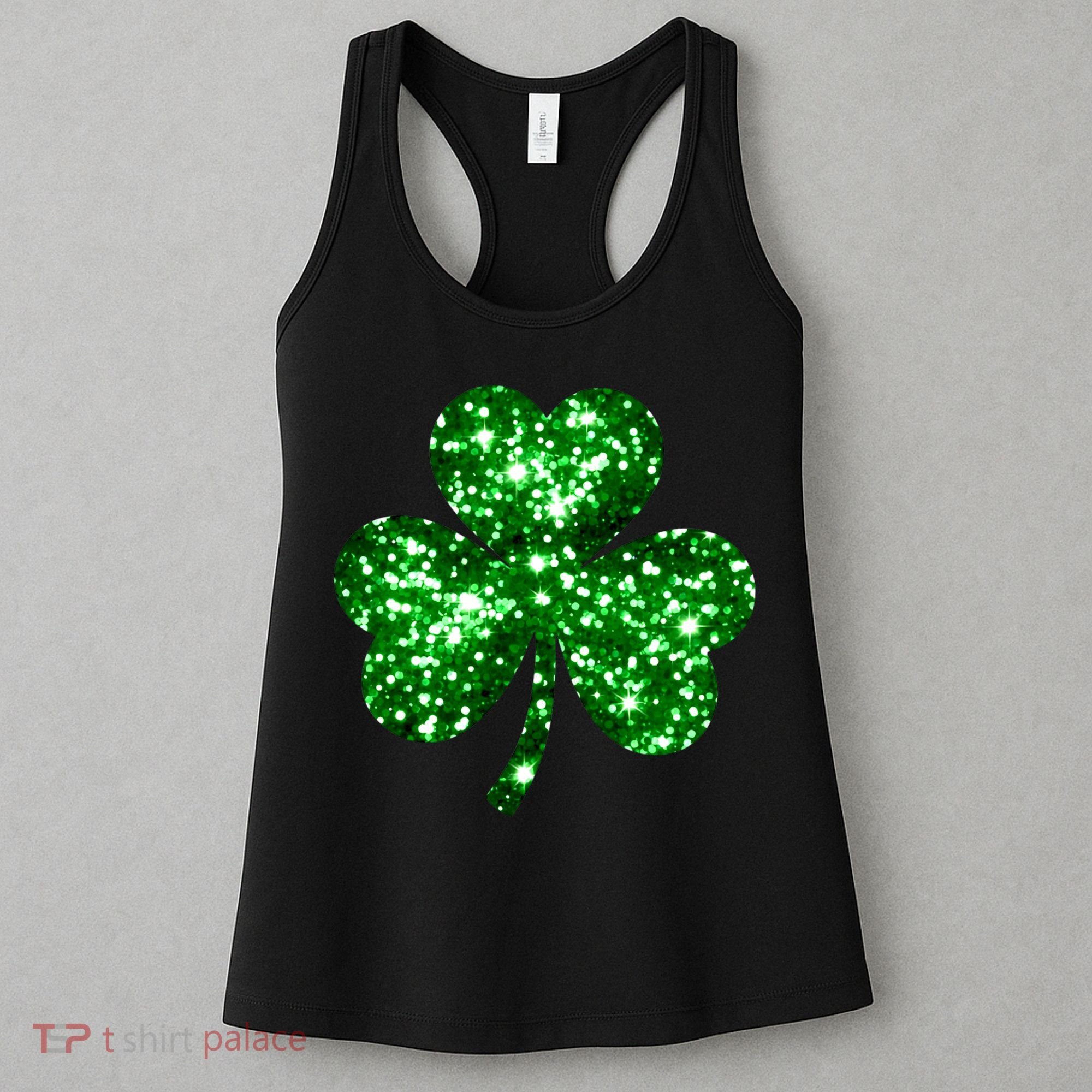 Cute Glittery St Patrick's Day Shamrock Women's Tank Top