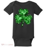 Cute Glittery St Patrick's Day Shamrock Baby Bodysuit thumb 0