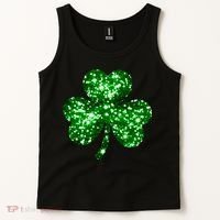 Cute Glittery St Patrick's Day Shamrock Tank Top thumb 2