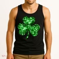 Cute Glittery St Patrick's Day Shamrock Tank Top thumb 3
