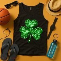 Cute Glittery St Patrick's Day Shamrock Tank Top thumb 4