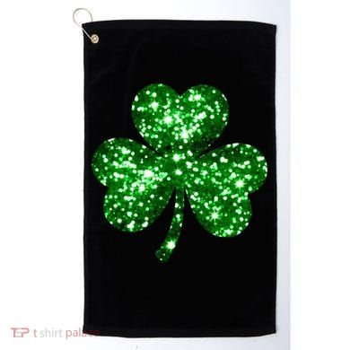 Cute Glittery St Patrick's Day Shamrock Golf Towel