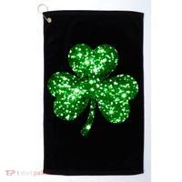 Cute Glittery St Patrick's Day Shamrock Golf Towel thumb 0