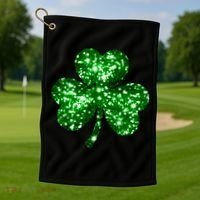 Cute Glittery St Patrick's Day Shamrock Golf Towel thumb 1