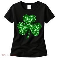 Cute Glittery St Patrick's Day Shamrock Women's T-Shirt thumb 0