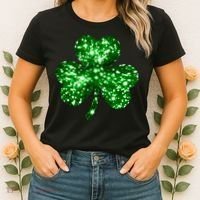 Cute Glittery St Patrick's Day Shamrock Women's T-Shirt thumb 2