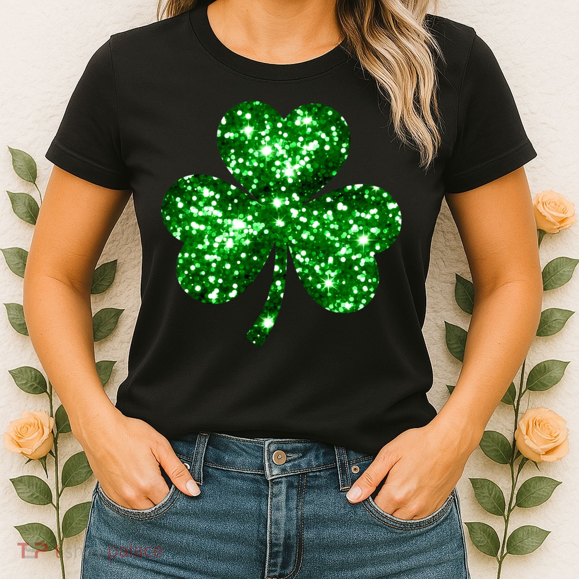 Cute Glittery St Patrick's Day Shamrock Women's T-Shirt
