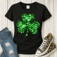 Cute Glittery St Patrick's Day Shamrock Women's T-Shirt thumb 3