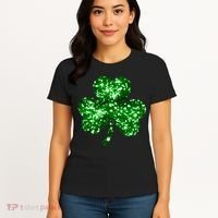 Cute Glittery St Patrick's Day Shamrock Women's T-Shirt thumb 4