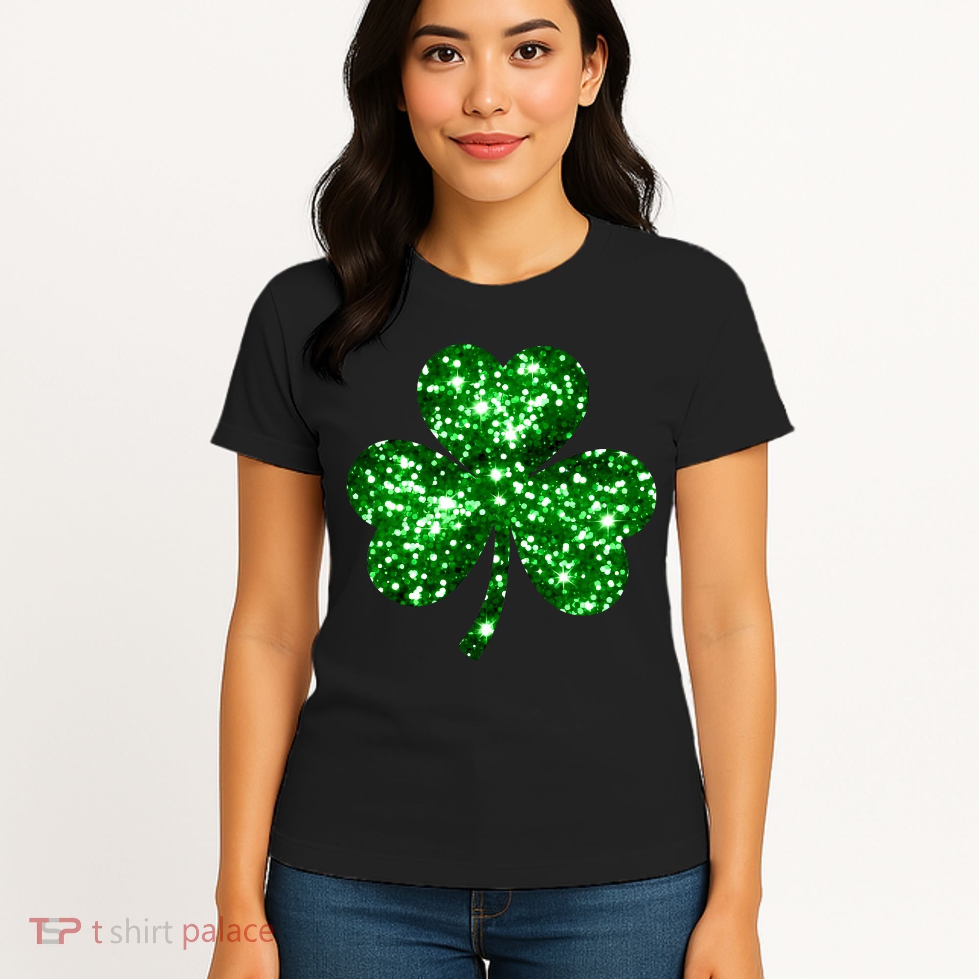 Cute Glittery St Patrick's Day Shamrock Women's T-Shirt