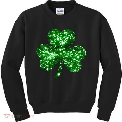 Cute Glittery St Patrick's Day Shamrock Kids Sweatshirt