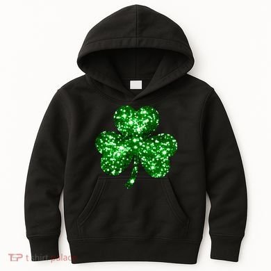 Cute Glittery St Patrick's Day Shamrock Kids Hoodie