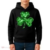 Cute Glittery St Patrick's Day Shamrock Kids Hoodie thumb 4