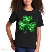 Cute Glittery St Patrick's Day Shamrock Kids T-Shirt thumb 2