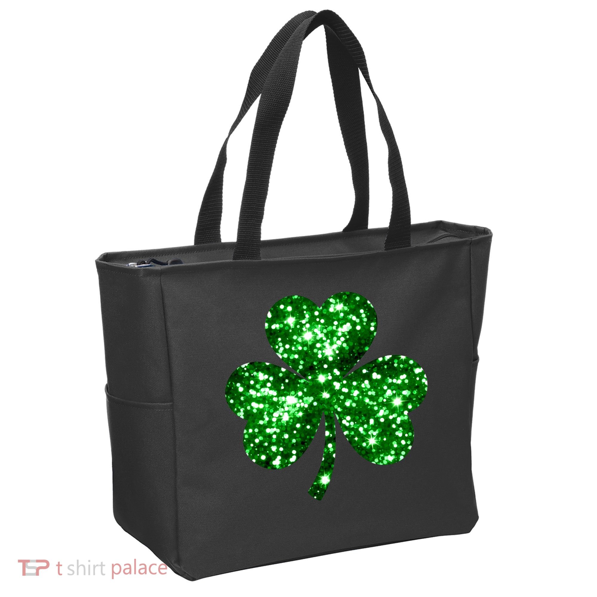 Cute Glittery St Patrick's Day Shamrock Tote Bag