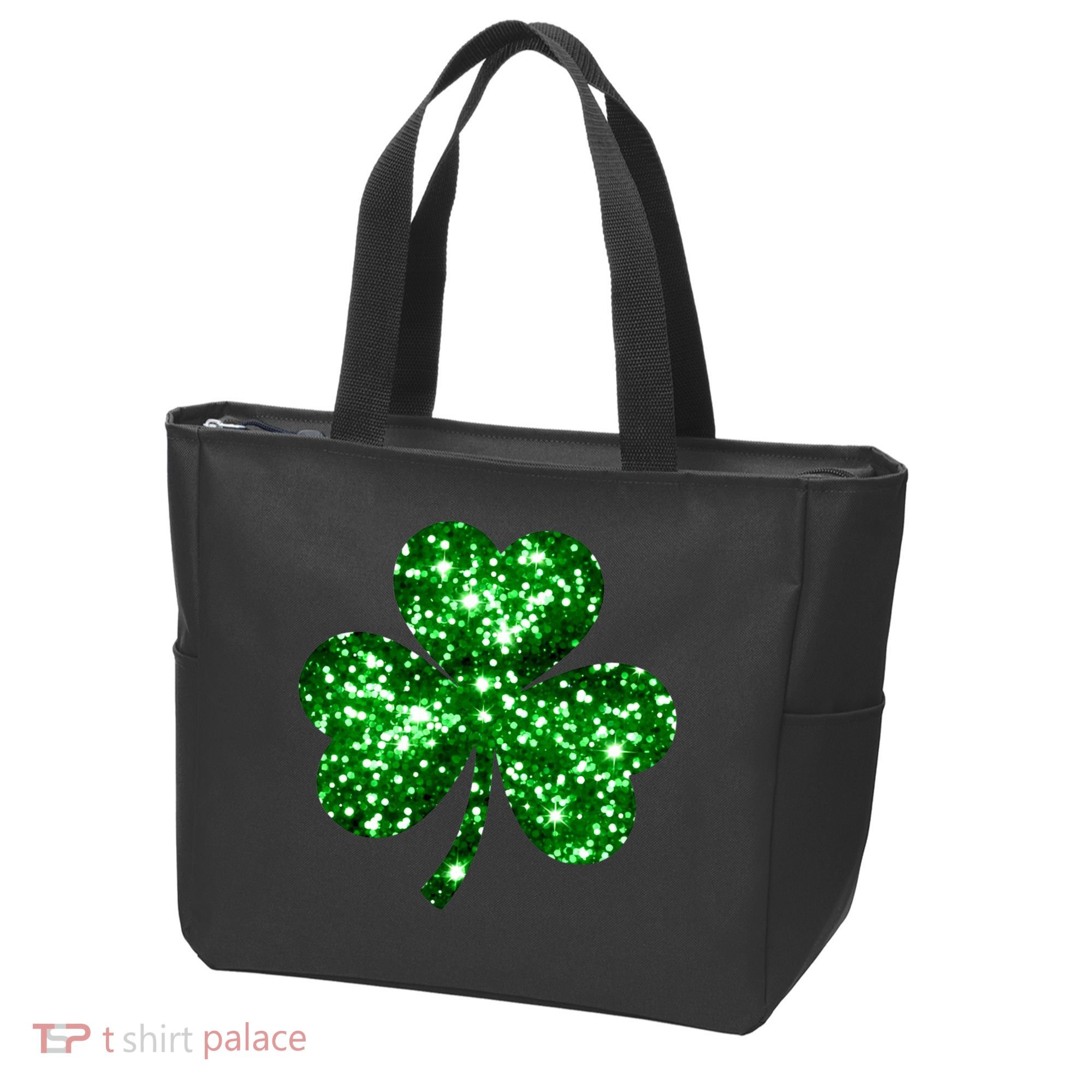 Cute Glittery St Patrick's Day Shamrock Tote Bag