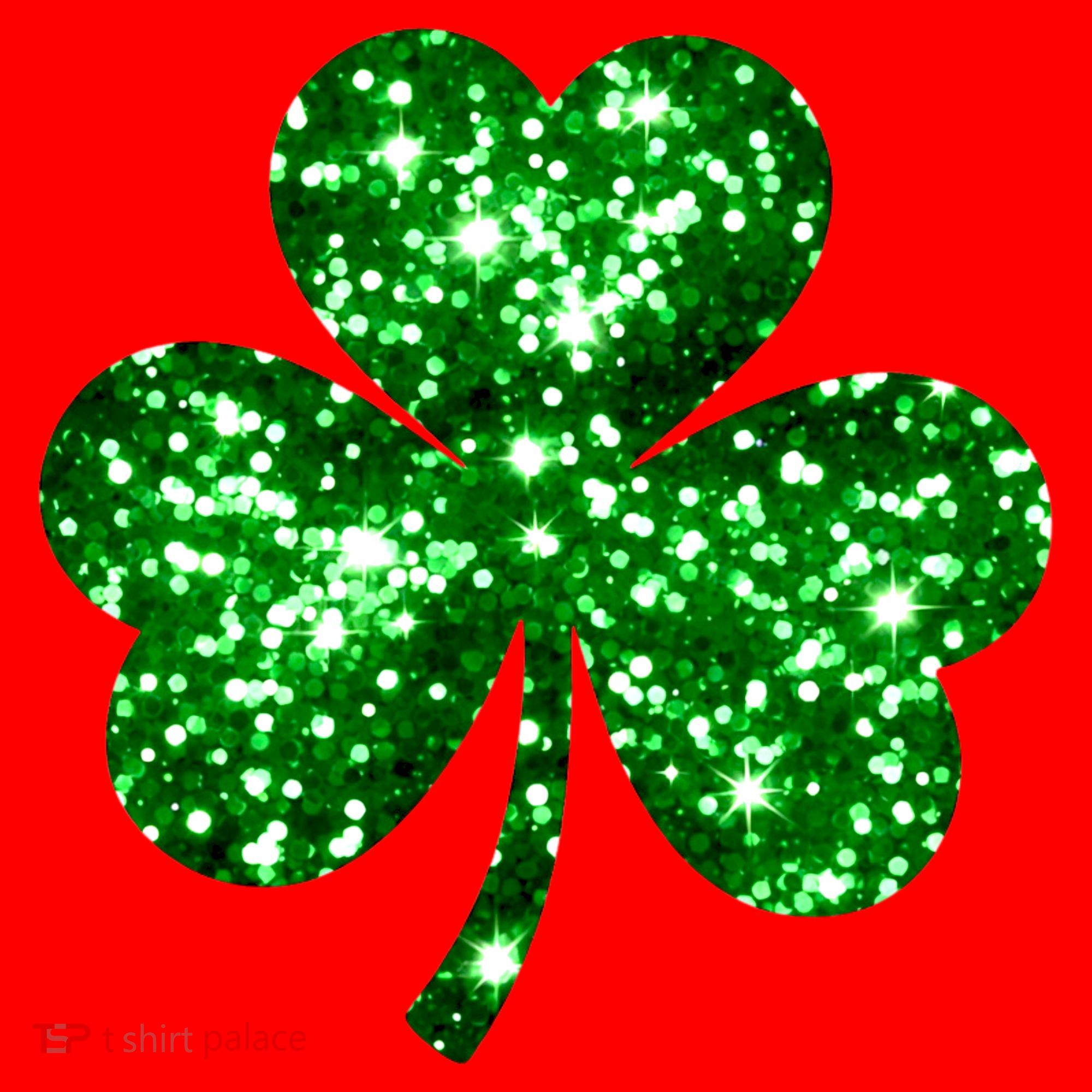 Cute Glittery St Patrick's Day Shamrock Santa Hat