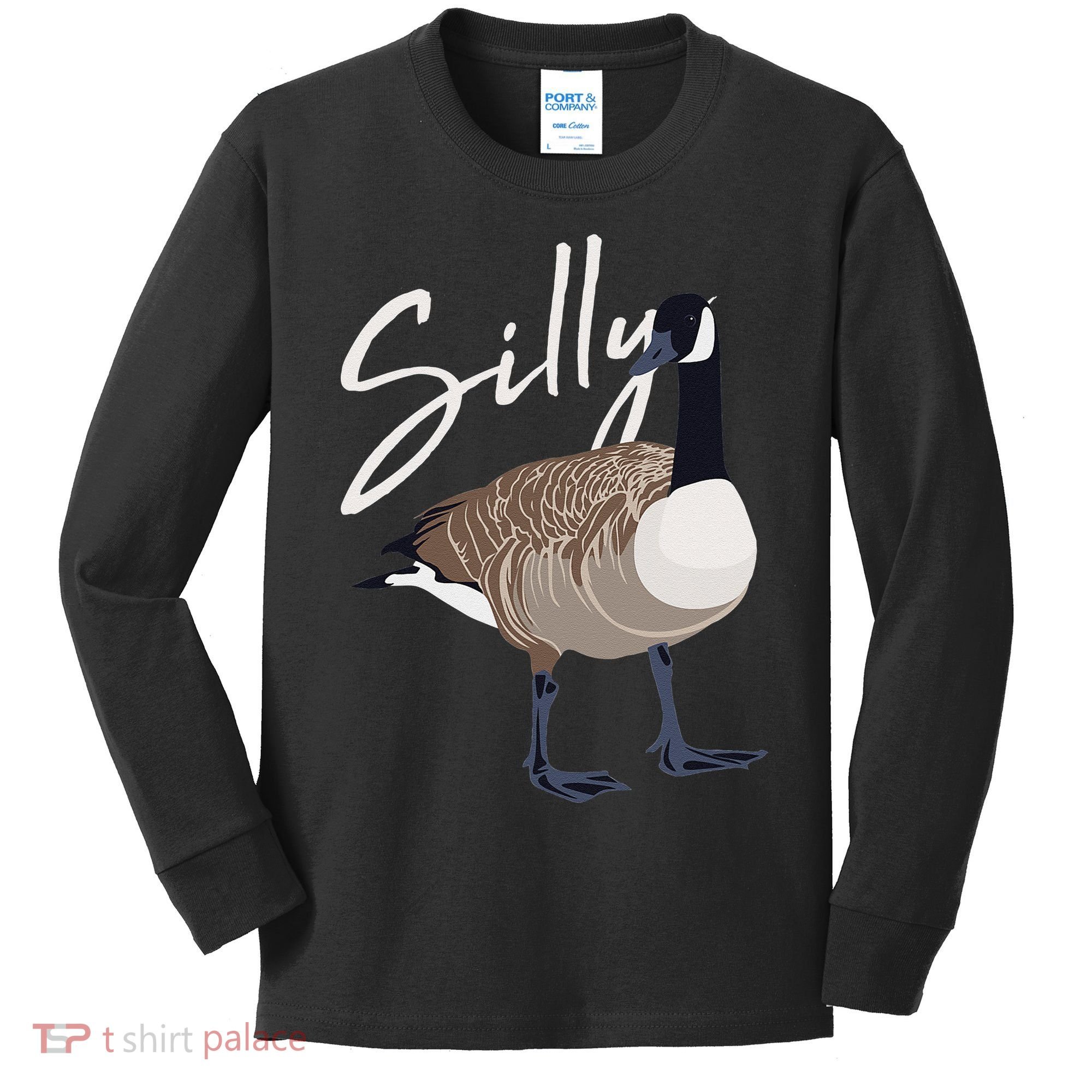 Canadian Goose Silly Goose Funny Cute Bird Hunter Kids Long Sleeve Shirt